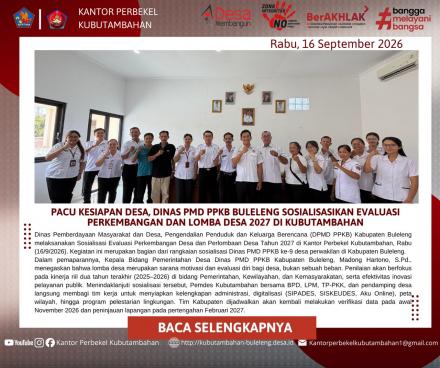 PACU KESIAPAN DESA, DINAS PMD PPKB BULELENG SOSIALISASIKAN EVALUASI PERKEMBANGAN DAN LOMBA DESA 2027
